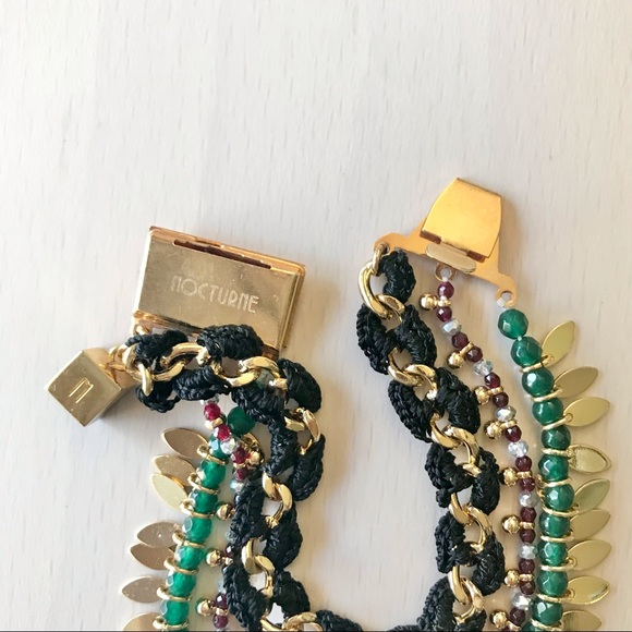 NOCTURNE 3-Tier Gold/Macrame Beaded Bracelet - Picture 4 of 5